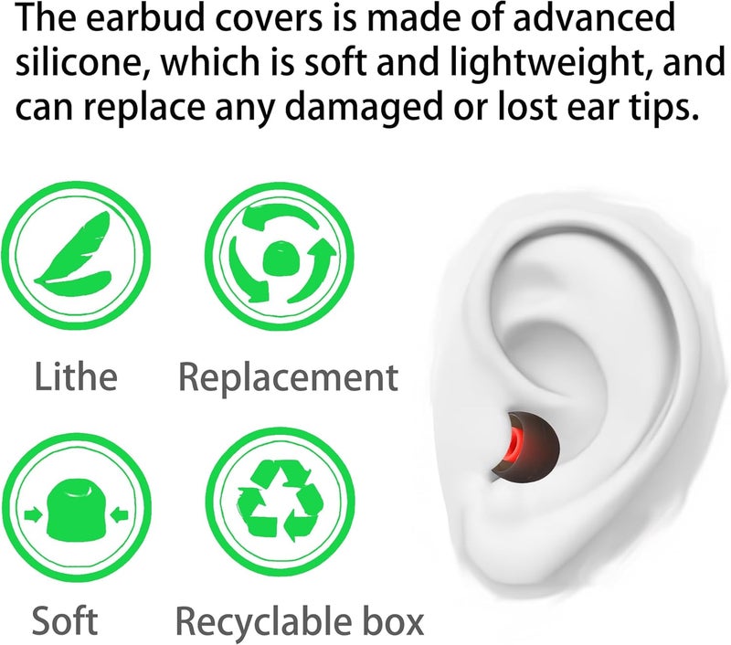 AQIMY Silicone Earbud Tips Replacement Ear Tips Earbud Covers Fit Most in-Ear Earbuds(Inner Hole 3.8mm -5.1mm) Headphone Earbud Rubber Tips9 Pairs S M L - Image 4
